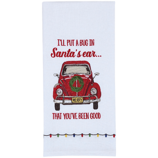 I'll put a bug in santas ear dishtowel