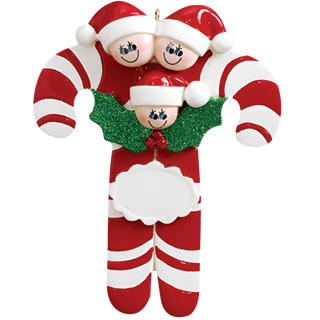 Candy Canes Family of 3 Ornament