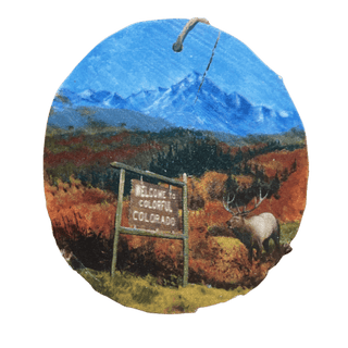 Colorful Colorado Sign with Elk Ornament