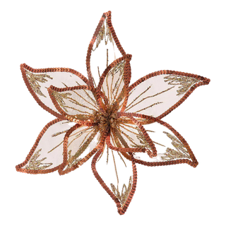 Copper & Brown Sheer Poinsettia Pick