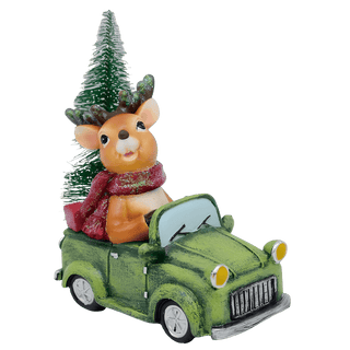 Deer In Car with Tree Figurine