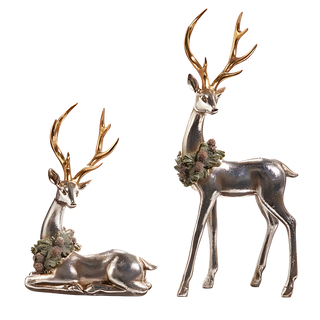 Deer with Wreath Set of 2