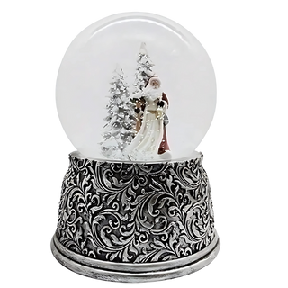 Elegant Silver Santa Snowglobe