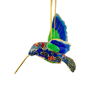 Enamel Mini Blue Cloisonne Hummingbird Ornament