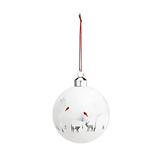 Etched Glass Deer Scene Ornament