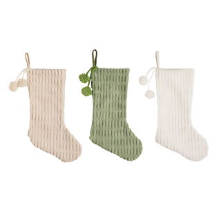 Fabric Cream Green White Stocking