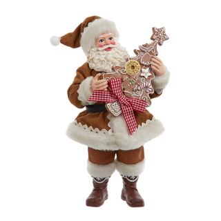 Fabriche  Gingerbread Santa Holding Tree