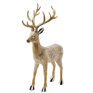 Farmhouse Holiday Standing Block Print Deer Figurine