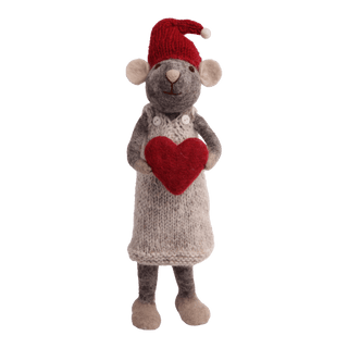 Felt Large Grey Girly Mouse w/Heart
