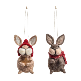 Felt Rabbit Ornaments Set of 2