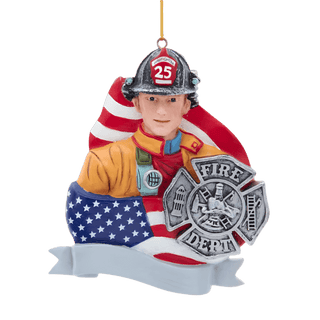 Fireman with Flag and Badge
