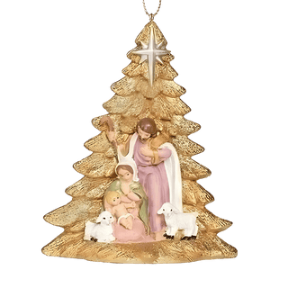 Fontanini Holy Family in Gold Tree Ornament