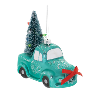 Glass Truck With Tree Ornament