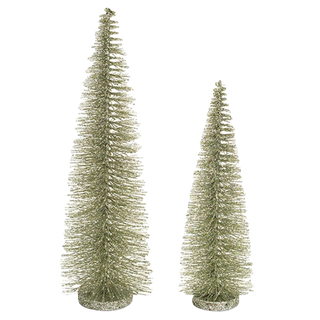 Glitter Champagne Bottlebrush Tree Set of 2