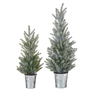 Glittered Tree in Bucket Set of 2