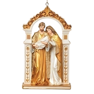 Gold Holy Family in Arch Ornament