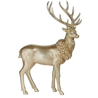 Gold Glitter Deer With Wreath