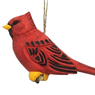 Hand Carved Wood Cardinal Ornament
