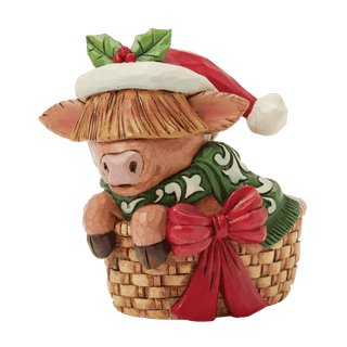 Highland Cow In Basket Mini