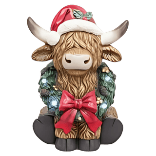 Highland Cow Lighted Wreath