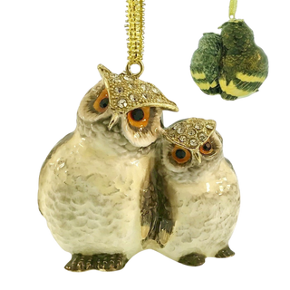 Jeweled Enamel Ornament Couple Owl