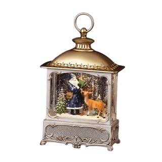 LED Swirl Blue Santa Lantern