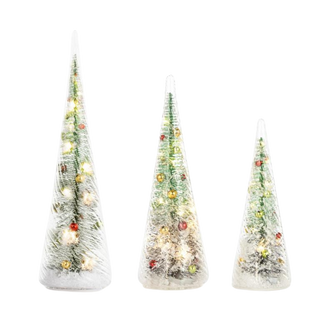 LIT Glass Bottle Brush Trees Set of 3