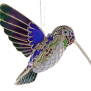 Large Blue Cloisonne Hummingbird