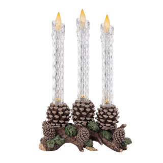 Led Taper Candles With Pine Cones