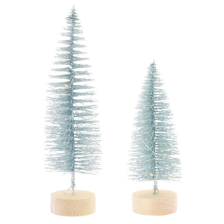 Light Blue Bottlebrush Tree Set of 2