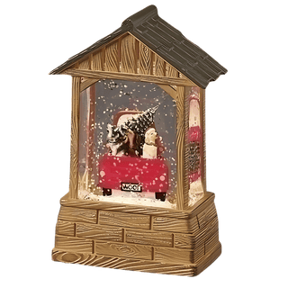 Lighted Barn  With Dogs In Truck