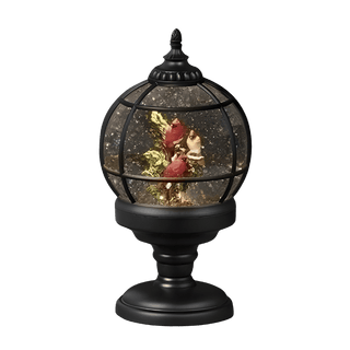 Lighted Sphere Shimmer With Cardinals