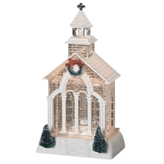 Lighted Swirl Church w/ trees/wreath