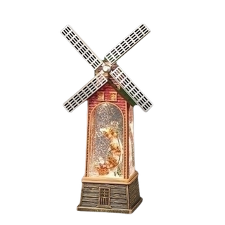 Lighted Swirl Windmill with  Santa in Sleigh