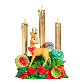 Lighted Retro Reindeer with Candle