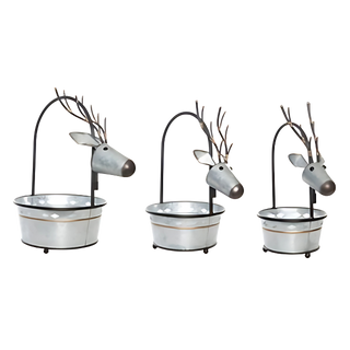 Metal Reindeer Nesting Buckets Set of 3