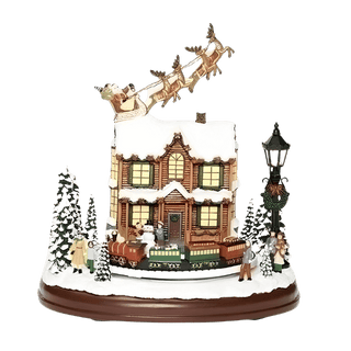 Musical LED Santa Over House Rotating