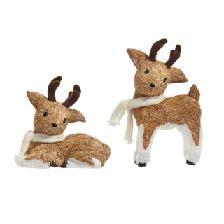 Natural Deer with Scarf Set of 2