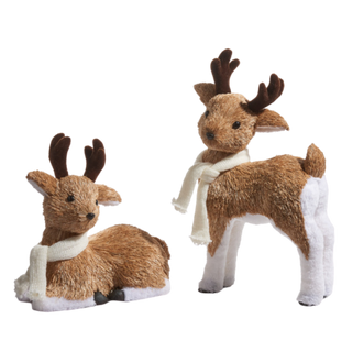 Natural Deer with Scarf Set of 2 Large