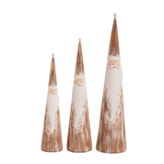 Natural Distressed Cone Santas Set of 3
