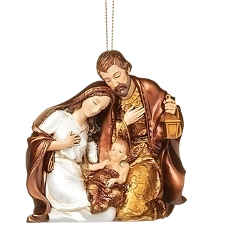 Pearled Bronze/Gold Holy Family Ornament