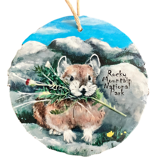 Pika on Wood Rocky Mountain National Park Ornament