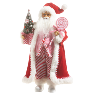 Pink Peppermint Swirl Santa