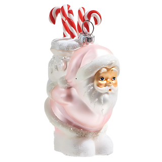 Pink Santa with Candy Canes Ornament