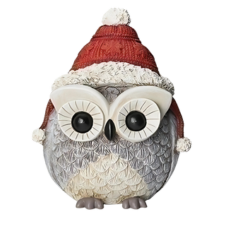 Pudgy Owl With Santa Hat