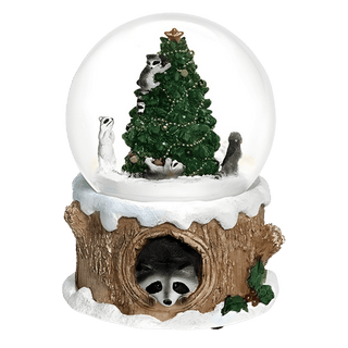 Raccoon Cmas Tree Snow Globe