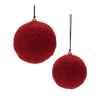 Red Ball Red Felt Ornaments Set of 2