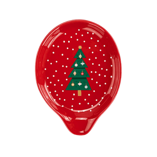 Red Christmas Tree Ceramic Spoon Rest