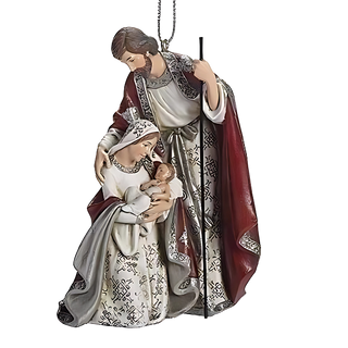 Red/Pewter Holy Family Ornament