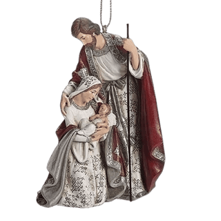 Red/Pewter Holy Family Ornament